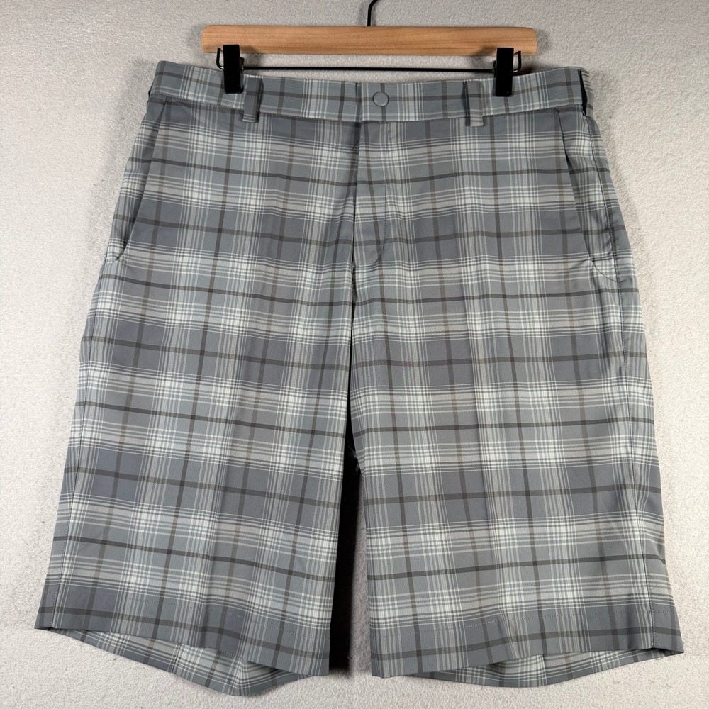 Nike Golf Tour Performance Dri-FIT Grey Plaid Shorts 34 509182-065 Mens